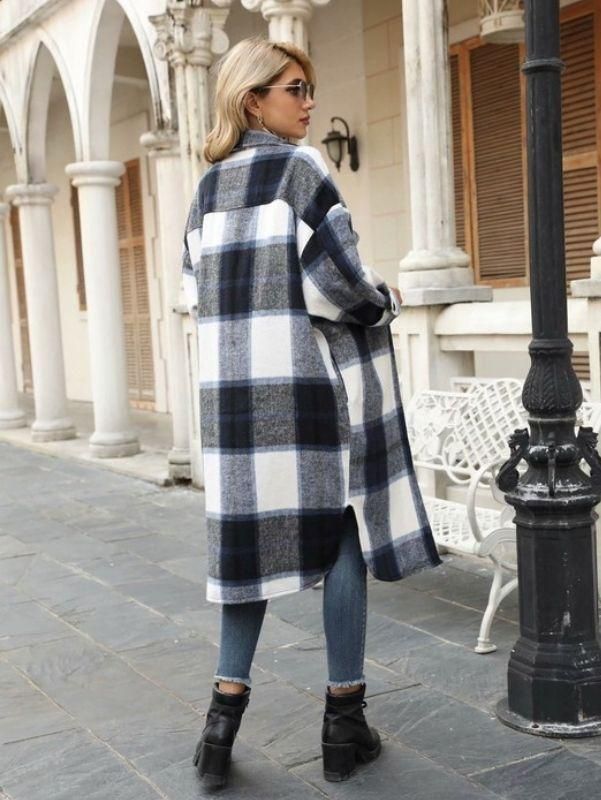 Urban 'COZY' Long Plaid Coat