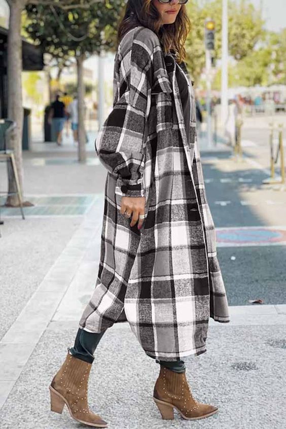 Urban 'COZY' Long Plaid Coat