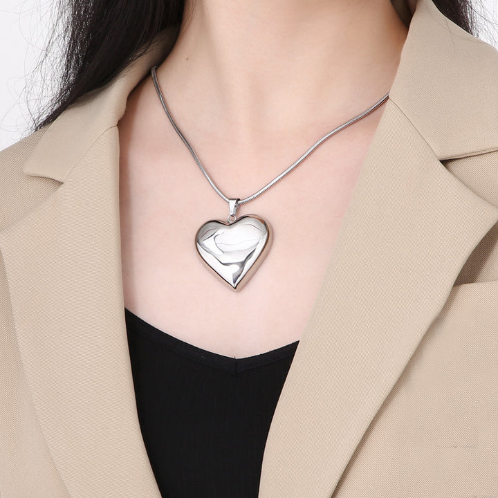 Gold Sliver Hollow Heart-shaped Necklace Ins Simple Versatile Personalized Love Necklace For Women's Jewelry Valentine's Day-Mike