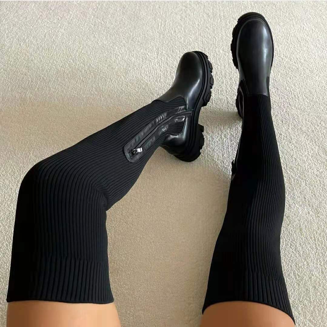 Knitted Knee-High Boots