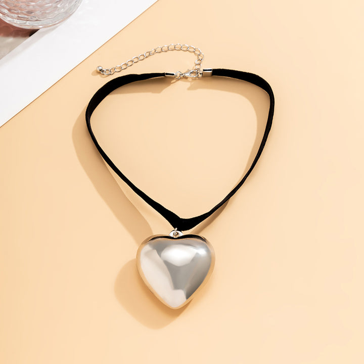 Flocked Cloth Heart Necklace