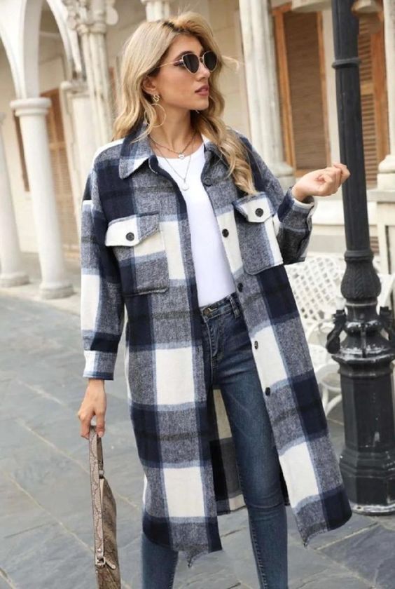 Urban 'COZY' Long Plaid Coat