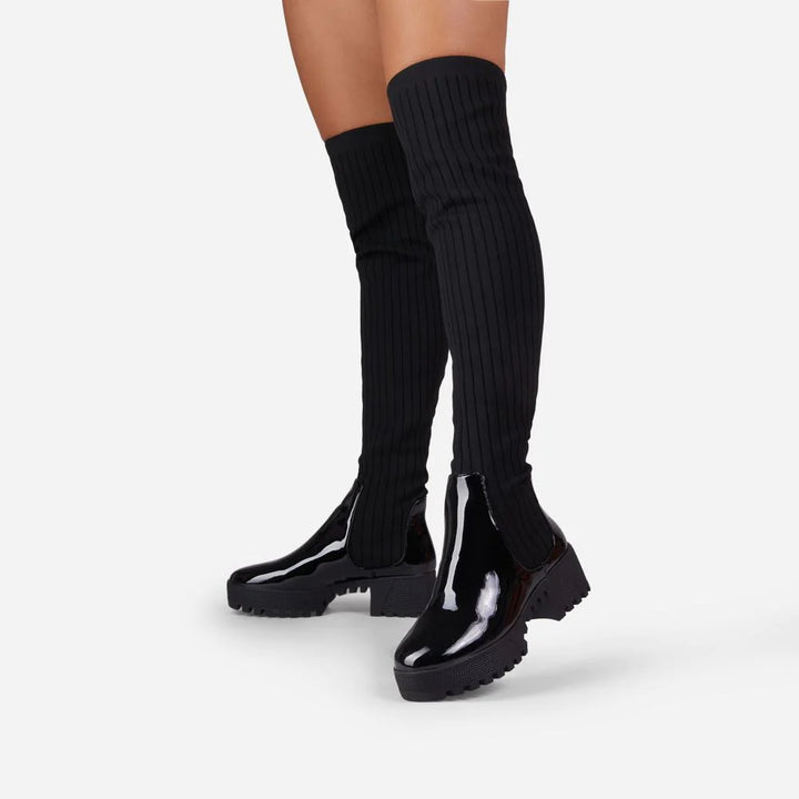 Knitted Knee-High Boots